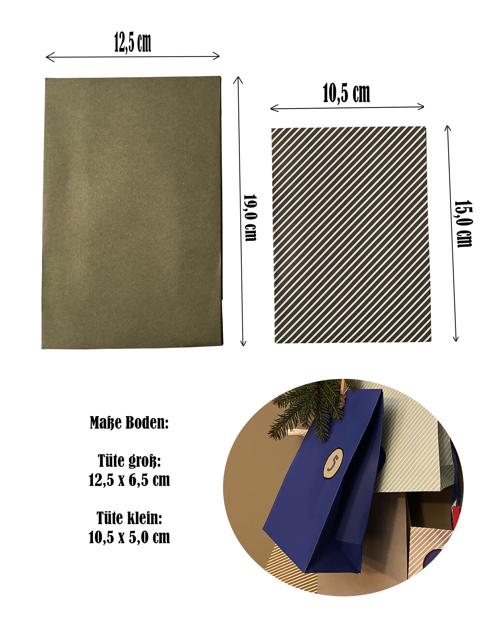 PODARI Torebki papierowe na prezenty – 2 rozmiary | 12,5 x 19 cm i 10,5 x 15 cm | opakowanie na prezent (60 torebek, złoty)