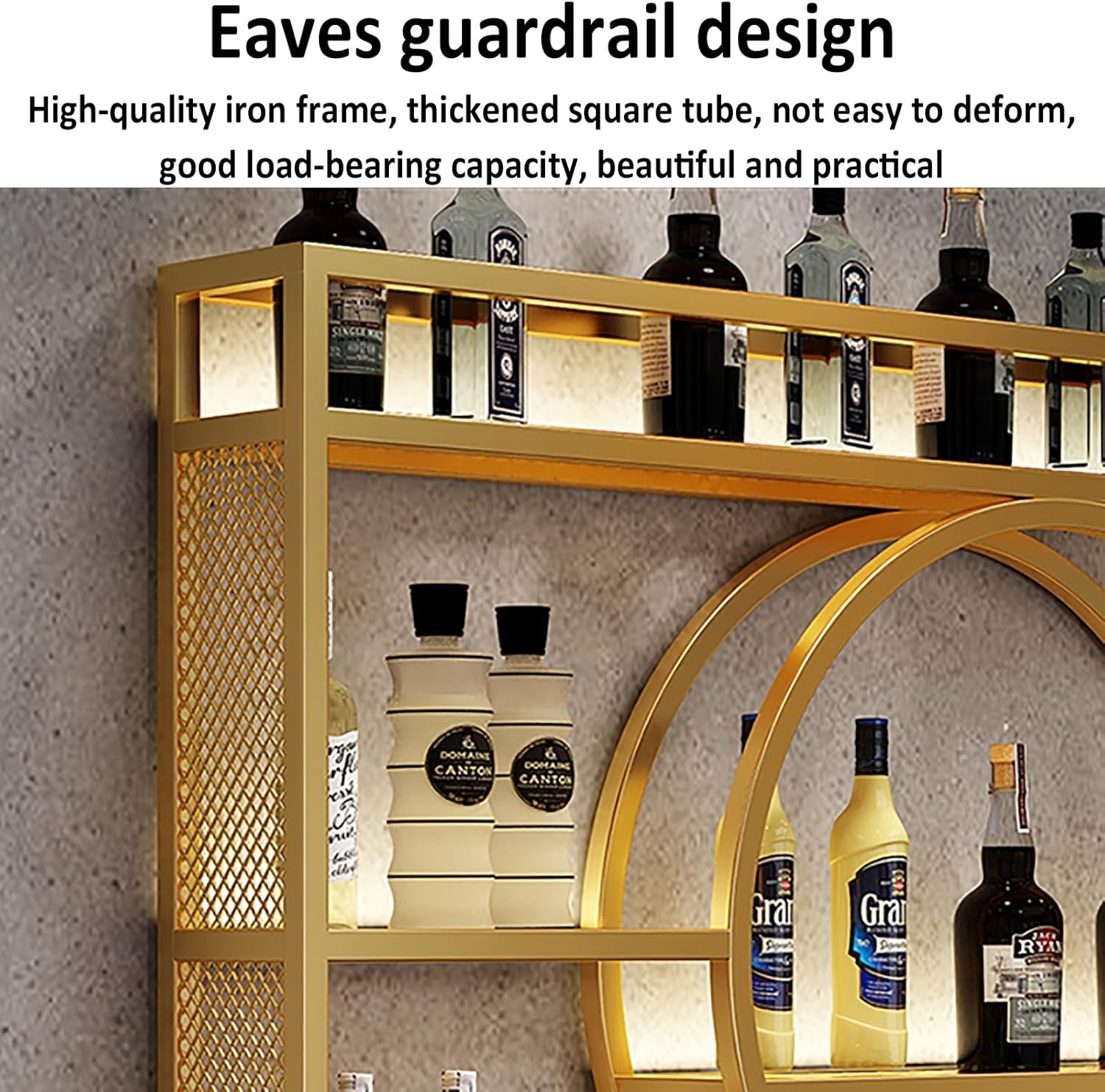 Wall-Mounted Wine Rack with LED Light, Wine Bottle Holder & Glass Storage, Stylish Wine Display Shelving Unit for Home Bar or Kitchen, Space-Saving Wine nizer.