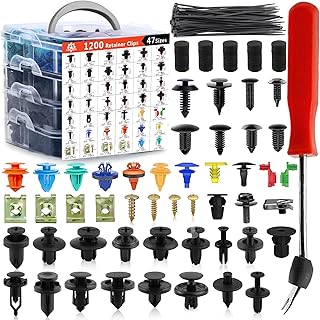 Car Retainer Clips Ford Trim Clip Assortment Kit 1351PCS-42 Most Popular Sizes Door Panel Trim Screw Clips Nylon Bumper Fender Rivets with Red Fasteners for Ford GM Toyota Honda