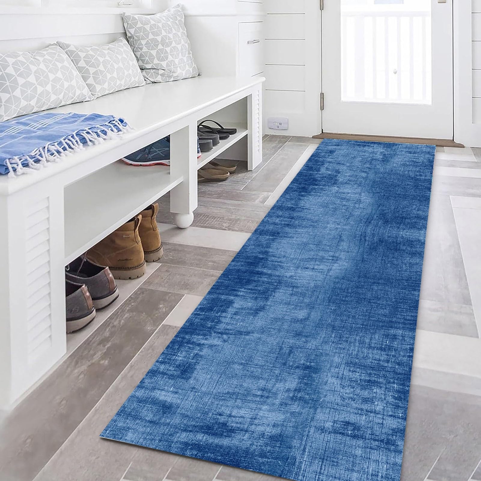 Tappeto blu lungo per corridoio, antiscivolo, lavabile, per porta, per scale, corridoio, ingresso, corridoio, moquette, 100 cm 1,5 m 2 m 250 cm 300 cm 4 m 5 m 6 m (Size : 120×300cm)