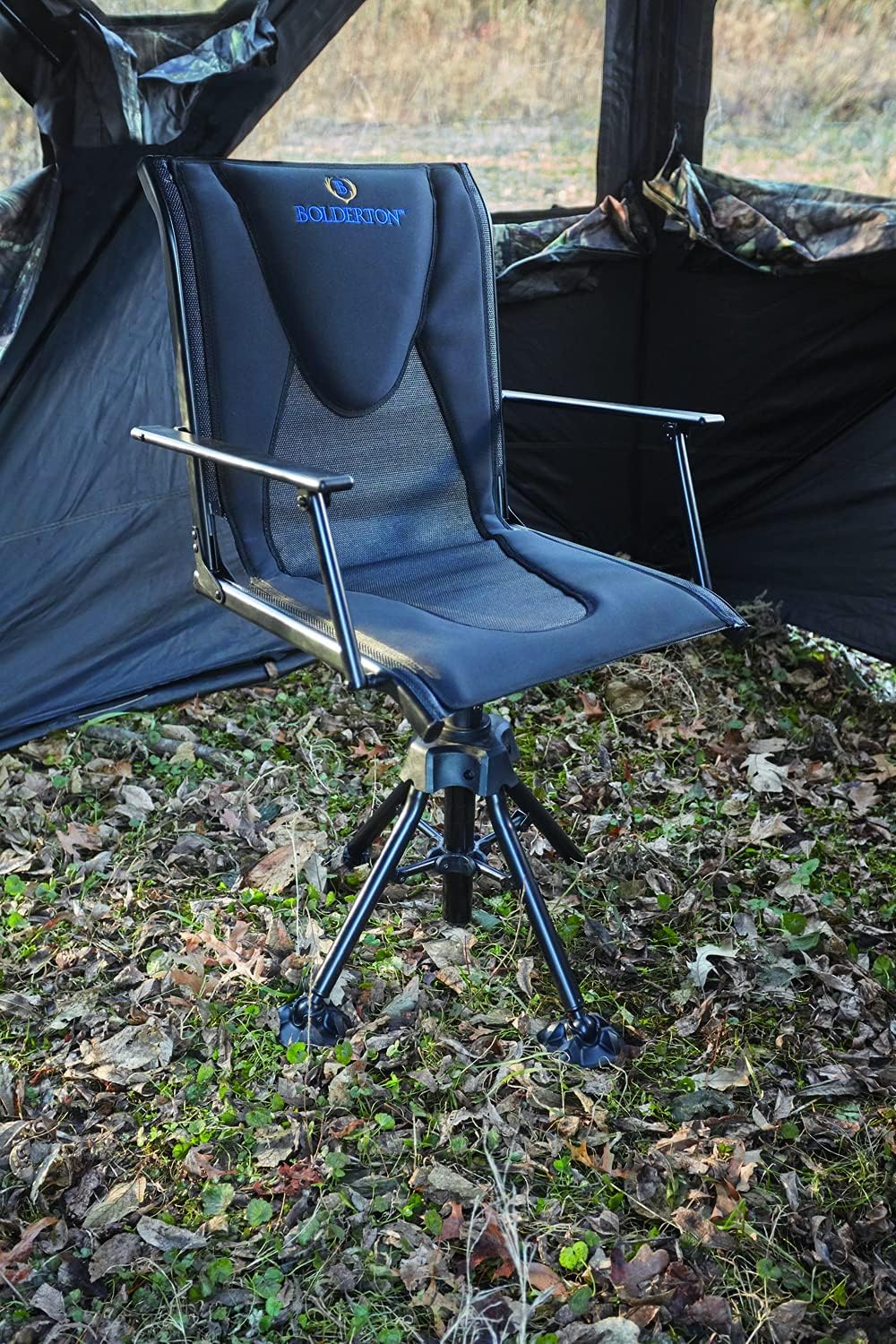 Bolderton 360º Swivel Hunting Blind Chair with Armrests, 300 lbs Capacity, Folding, Lightweight, Portable, Padded Cushion Hunting Seat, Hunt Gear and Equipment : Sports & Outdoors