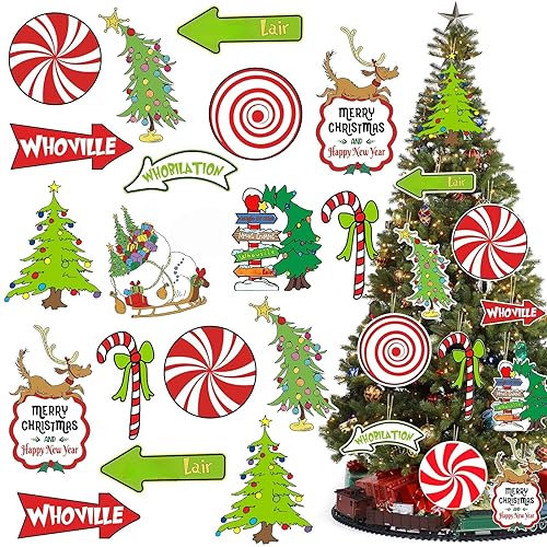 80Pcs Christmas Tree Ornaments Decorations Whoville Christmas Tree Hanging Ornaments