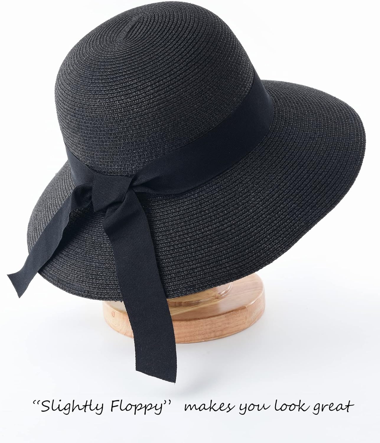 FURTALK Womens Beach Sun Straw Hat UV UPF 80+ Travel Foldable Brim Summer UV Hat - Image 2