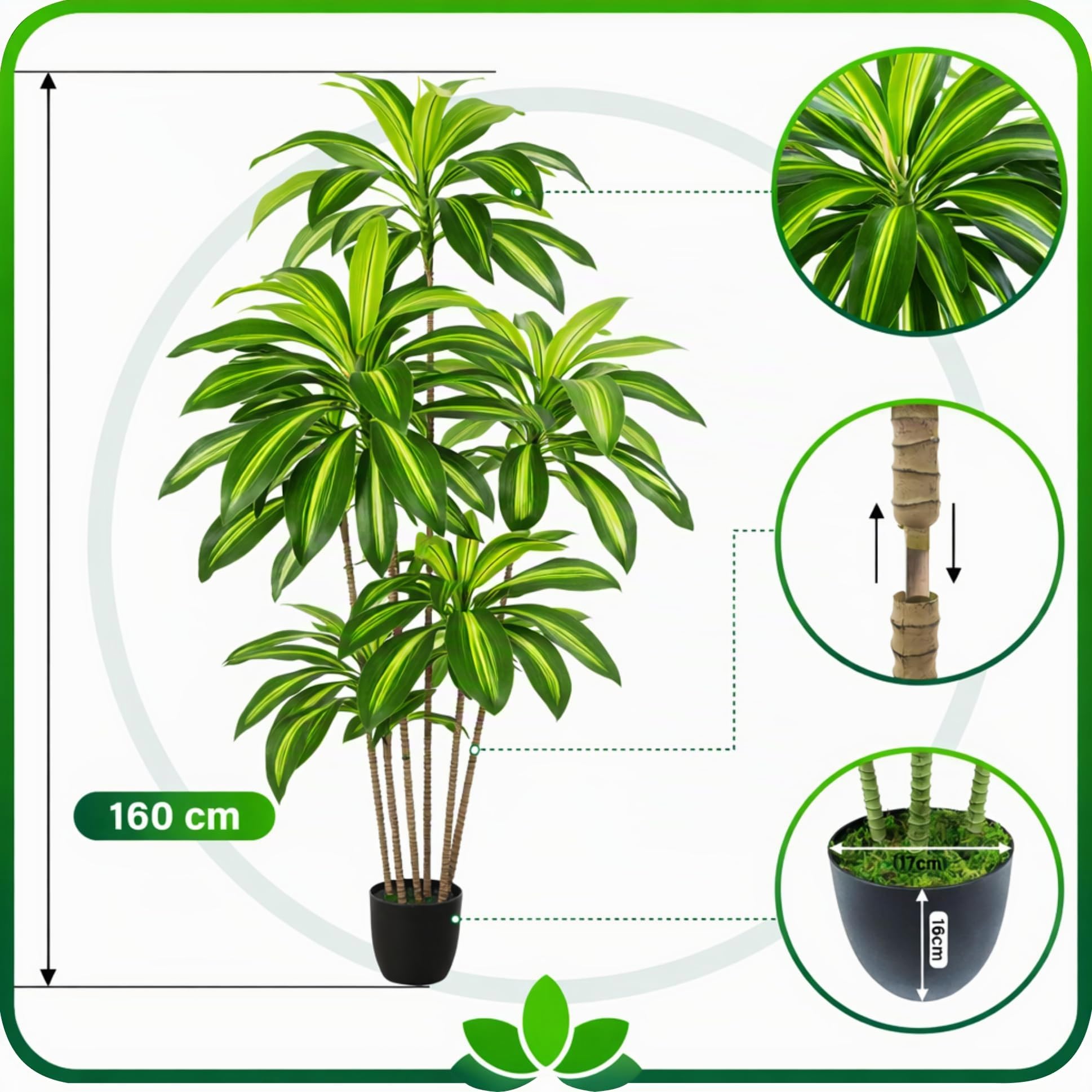 Palmier artificiel 160 cm Dracaena Pot PASCH Plante artificielle
