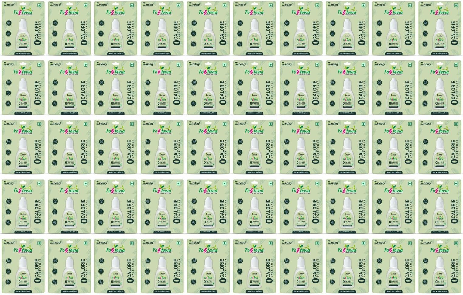 Zindagi Stevia Liquid - Zero Calorie Liquid - 100% Natural Stevia Leaves Extract - Fosstevia Drops For Weight Reduce (Pack Of 50)