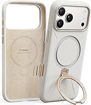 TORRAS Q3 Silicone for iPhone 17 Pro Max Case Stand, Fit for MagSafe, Liquid Silicone Soft Cozy Grip, 360 Spin Magnetic Stand, Camera Control, Protective Case for iPhone 17 Pro Max, Ivory Gold