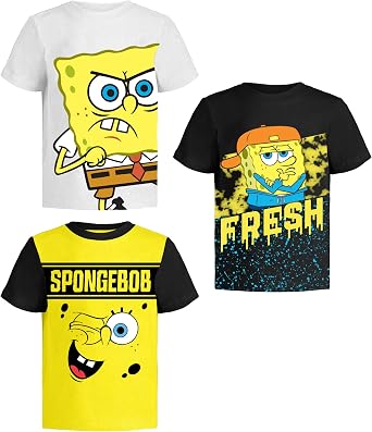 Spongebob Squarepants Graphic T-Shirt Sets Patrick Star Squidward Plankton Gary Outfit Tee Toddler/Birthday to Kids Clothes