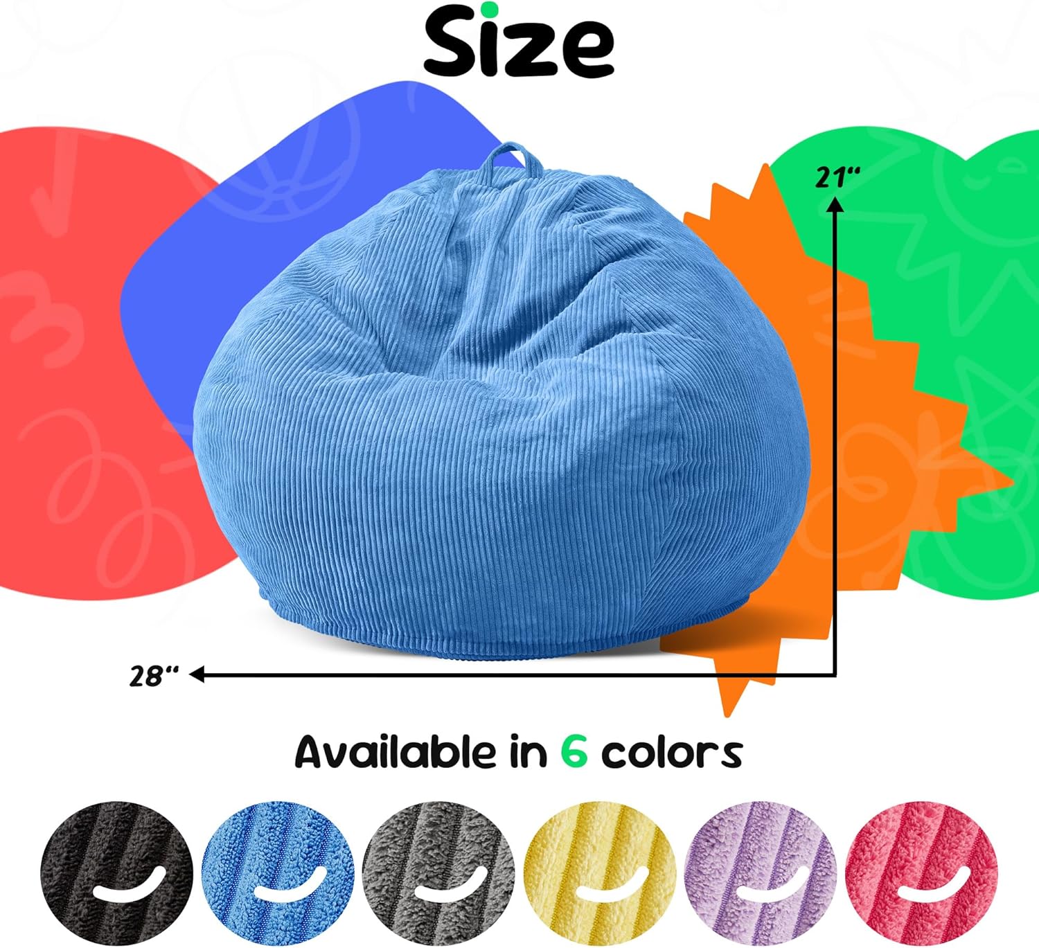 hobestluk 2.5ft bean bag chair beanbags small bean bag chair with filler included teardrop bean bag with removable cover for bedroom living room (small, blue) blue 2.5ft