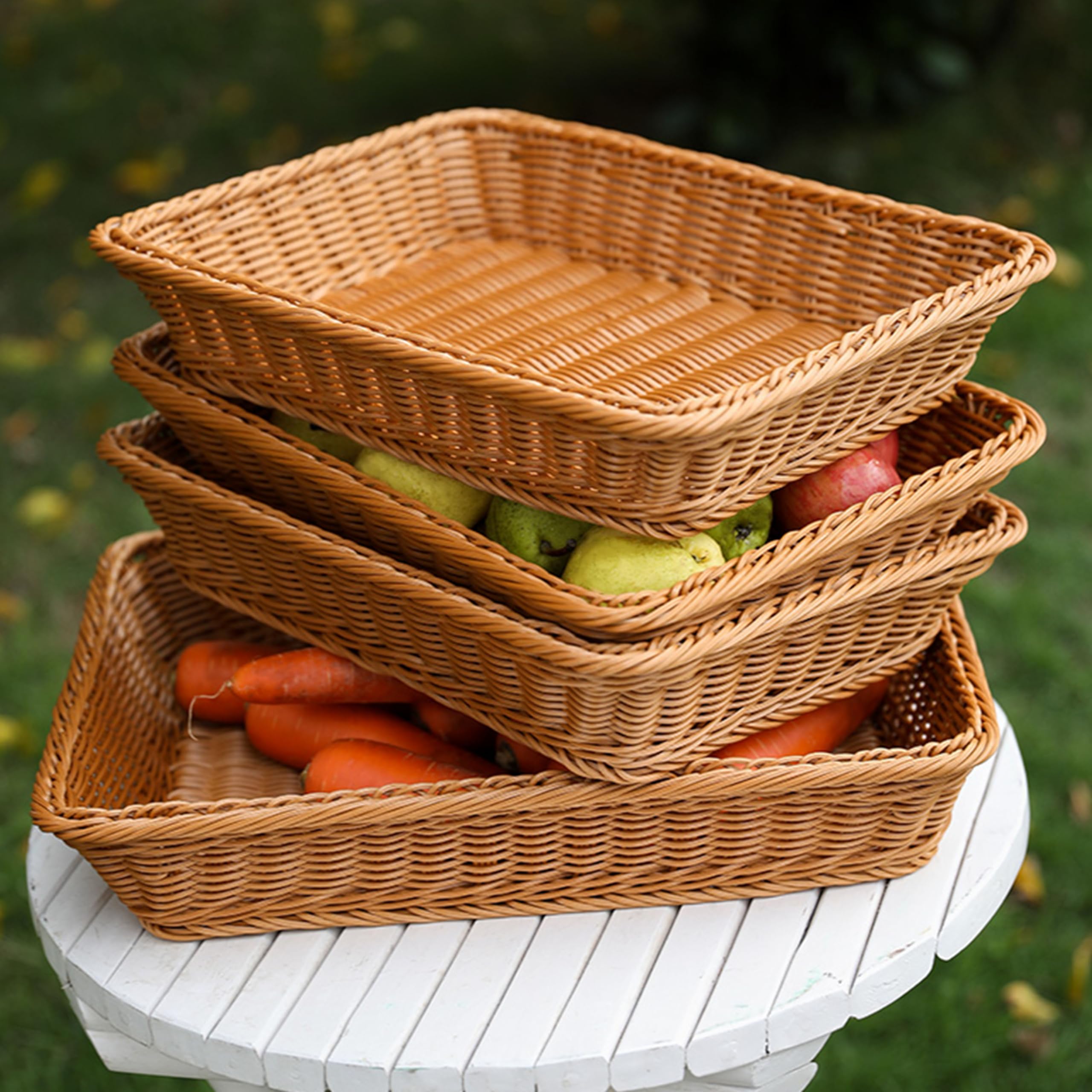 Cesta de mimbre para pan, cesta de mimbre para alimentos, cesta de panadería, cesta de alimentos, cesta para patatas fritas para fiestas, cesta de almacenamiento tejida a mano para frutas,