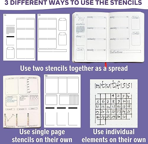 Miniatura 7 de Speedy Spreads - Plantillas de diario (diseños semanales #2), plantillas x6 para cuaderno de cuadrícula de puntos A5, ahorra tiempo en diseños de
