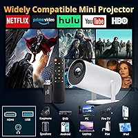 Vista 2 de Proyector con WIFI y Bluetooth, Auto Keystone 180ANSI Native 1080P Proyector portátil de película para exteriores compatible con teléfono