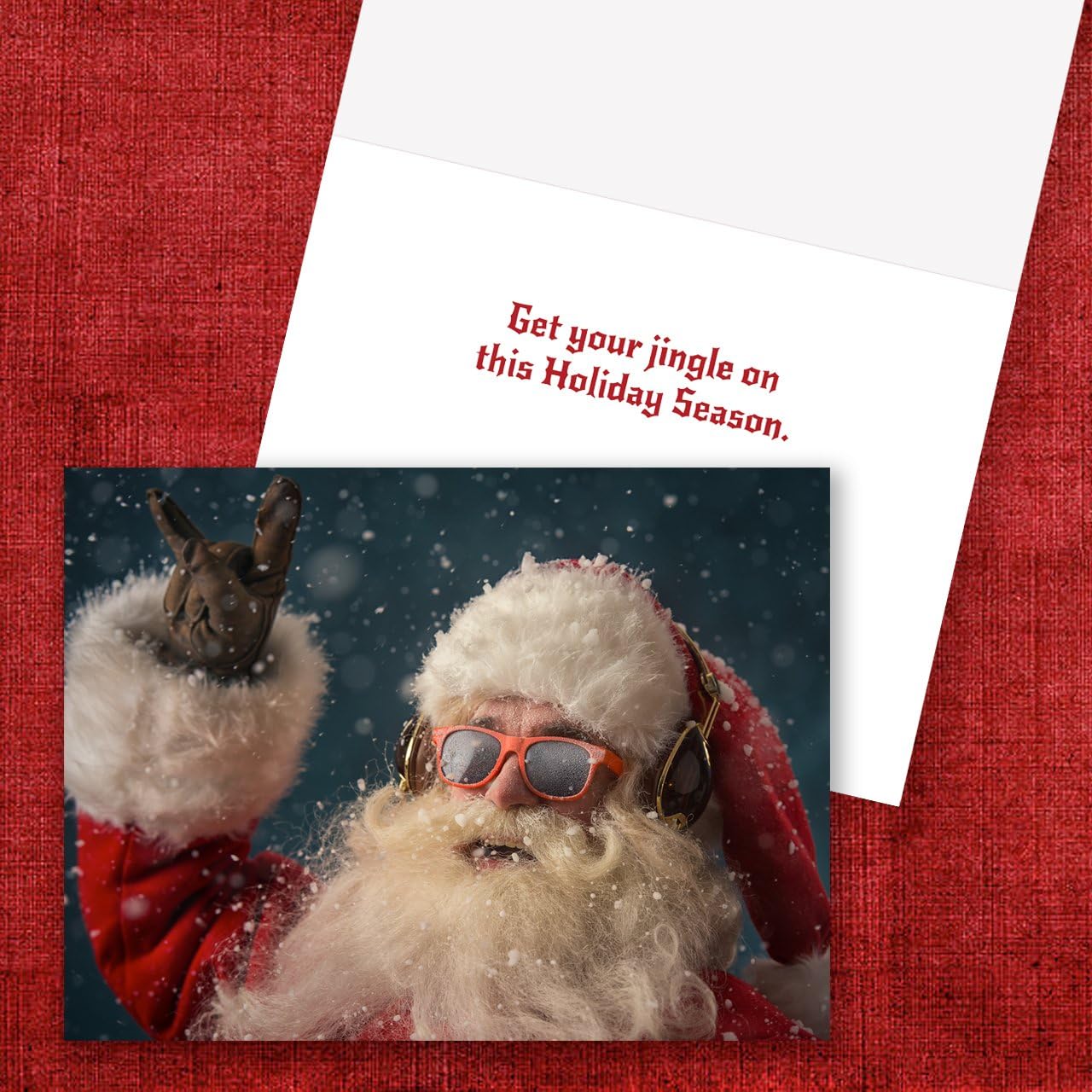Canopy Street Rock 'n Roll Santa Holiday Card Pack - Set of 25 cards - 1 design, versed inside with envelopes