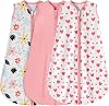 BSTOPPT 3 Pack Baby Sleep Sack 6-12 Months 100% Rayon Cotton Baby Sleeping Bag 2-Way Zipper Toddler Wearable Blankets Comfy Stretchy Lightweight TOG 0.3 (Purple&Clouds&Starry Sky)