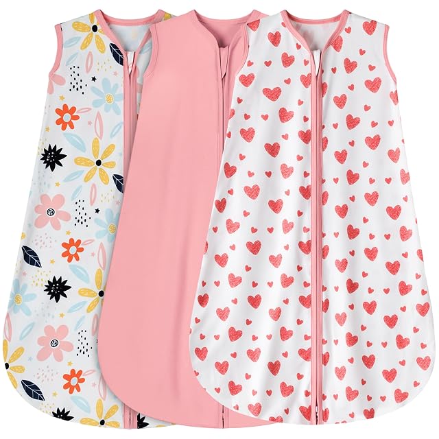 3 Pack Baby Sleep Sack 0-6 Months 100 Rayon Cotton Baby Sleeping Bag 2-Way Zipper Toddler Wearable Blankets