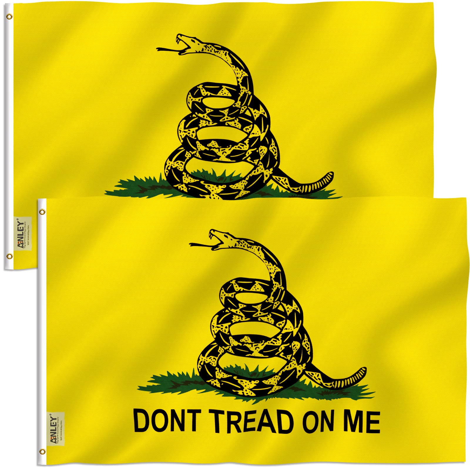 Anley Fly Breeze 3x5 Foot Dont Tread On Me Flag - Vivid Color and Fade Proof - Canvas Header and Double Stitched - Flags Polyester with Brass Grommets 3 X 5 Ft (2 Pack)