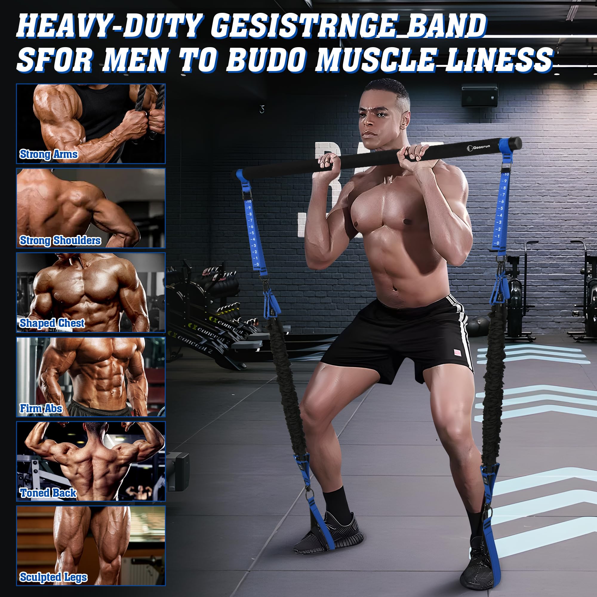 Barra portatile per pilates e fascia di resistenza con maniglie, include ancoraggi per porta, cinturino per caviglia e cinghie di estensione, con poster fitness e video