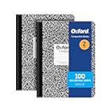 Composition Notebooks, 9-3/4 x 7-1/2 Inch School Journals, College Ruled Paper, Black Marble Covers, 100 Sheets per Book, 2 Pack (1002515)