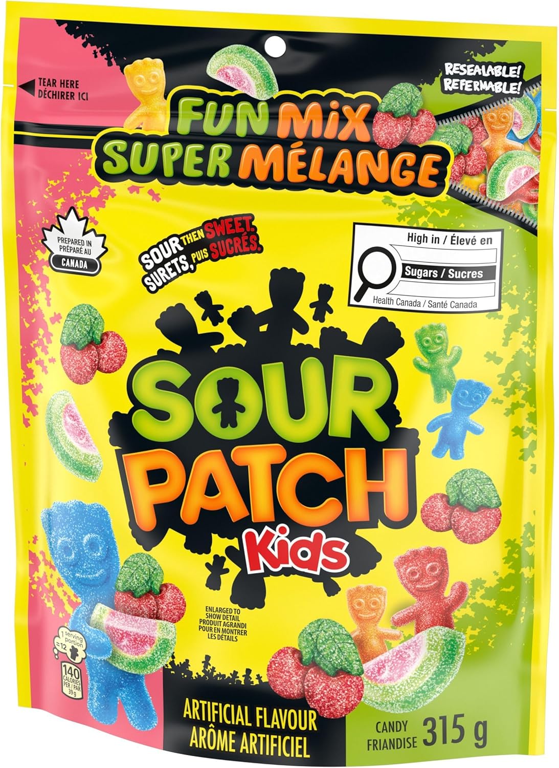 Sour Patch Kids, Fun Mix Candy, Variety Pack, Resealable Bag, Sour then Sweet, 315 g, Prepared in Canada - Image 10