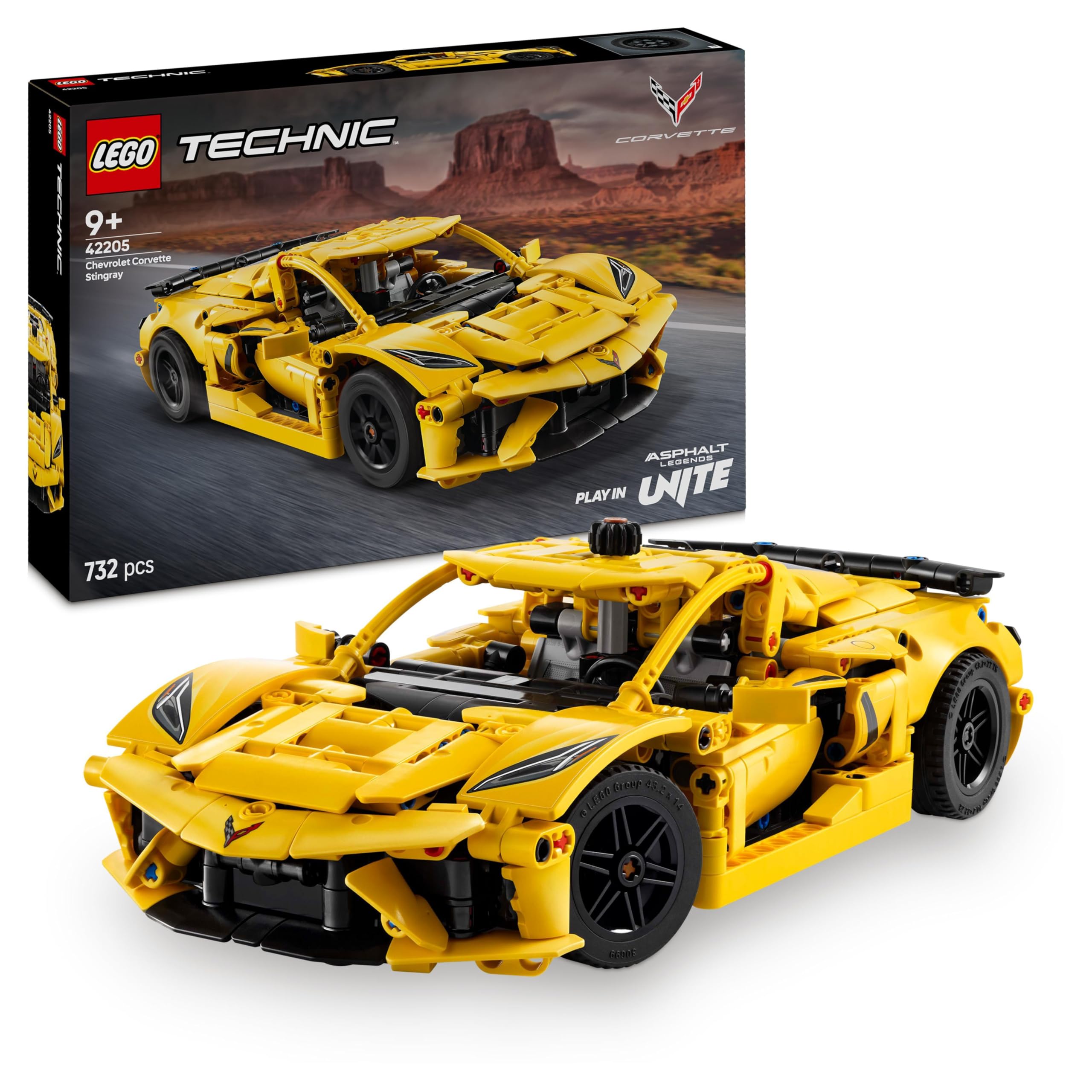 LEGO Technic Chevrolet Corvette Stingray 42205 | Model samochodu, klocki konstrukcyjne, prezent dla fana motoryzacji, zabawka edukacyjna dla dzieci 9+, 732 elementy