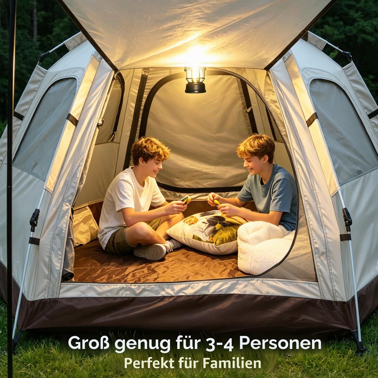 Zelt für 2-3 Personen, Pop Up Campingzelt mit Vorzelt | Automatisches Sekundenzelt mit Sonnenschutz & wasserdicht, Familienzelt für Camping Wandern & Trekking