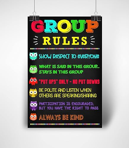 Miniatura 3 de LUPPLE Pósters Consejería Grupo Reglas Confidencialidad Póster Consejero Decoración de Oficina, Escuela Terapeuta Trabajador Social, Psicólogo