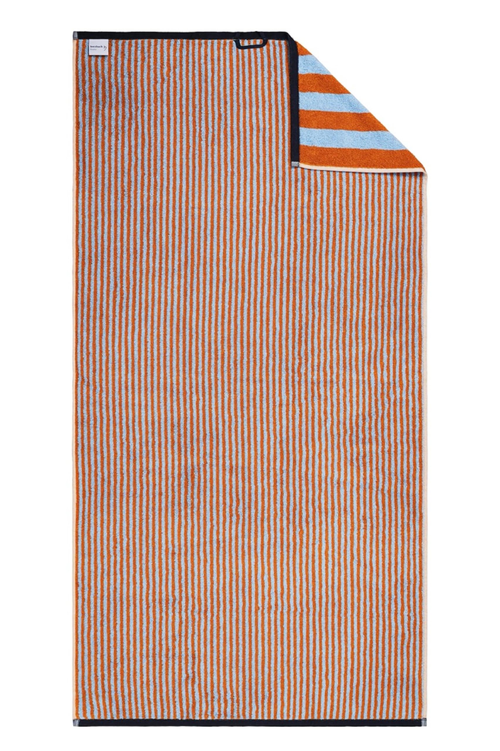 Herzbach home Duschtuch Good Vibes 2er-Set 70 x 140 cm 100% Baumwolle Caramel/Hellblau
