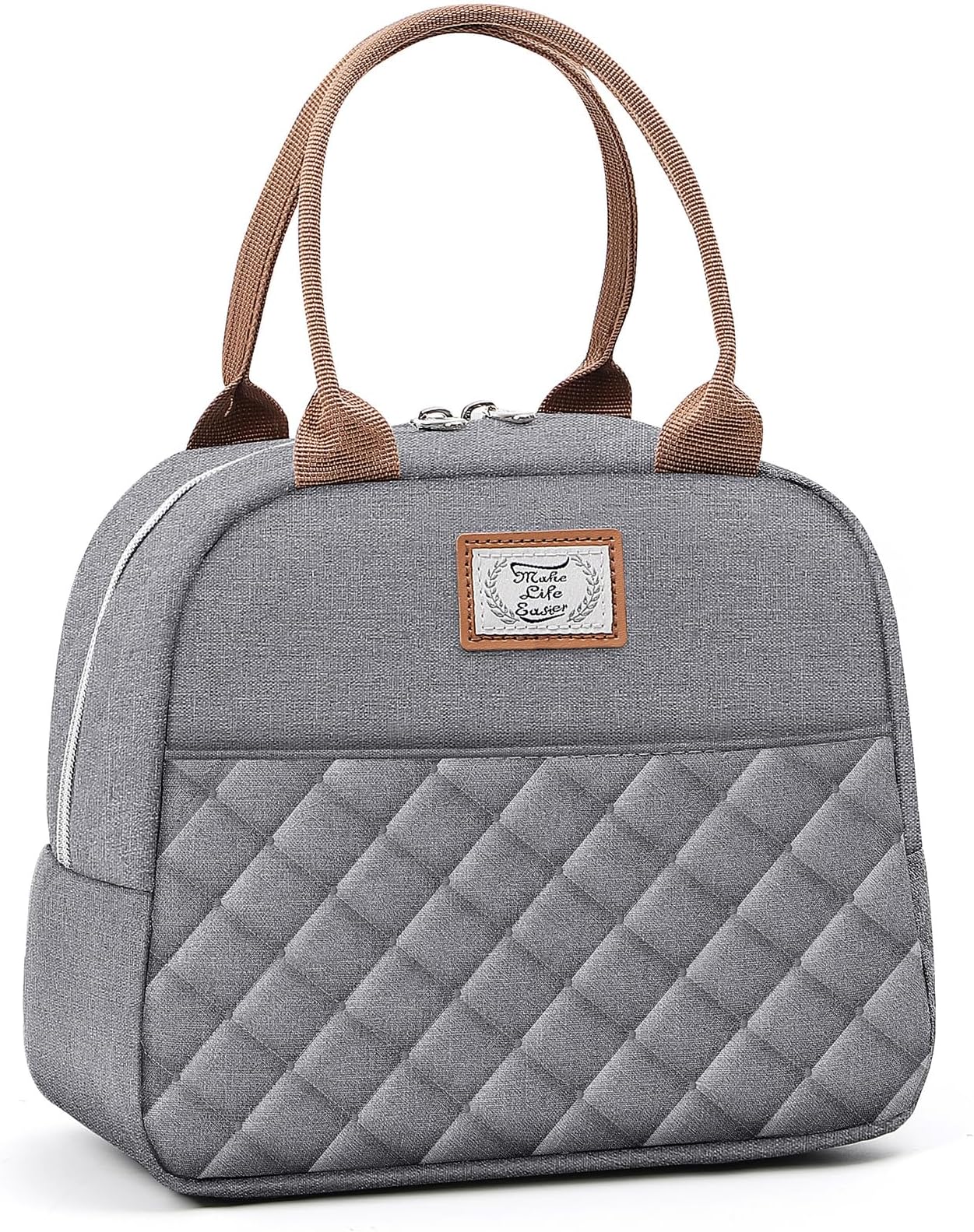 LekeskyLunch Bag for Women Lunch Box Insulated Cute Lunch Tote Bag Leakproof Lunchbox for Adult Work, Grey