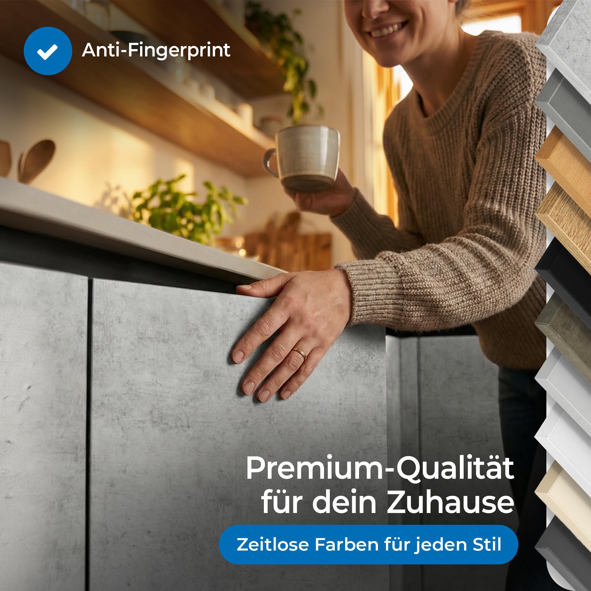 Prima Systeme Küchenfront (Beton Hell, 60x90 (Rechts/Links)) – Schranktür kompatibel mit IKEA FAKTUM – Kratzfest, wasserabweisend und leicht zu reinigen – Premium-Qualität für Dein Zuhause