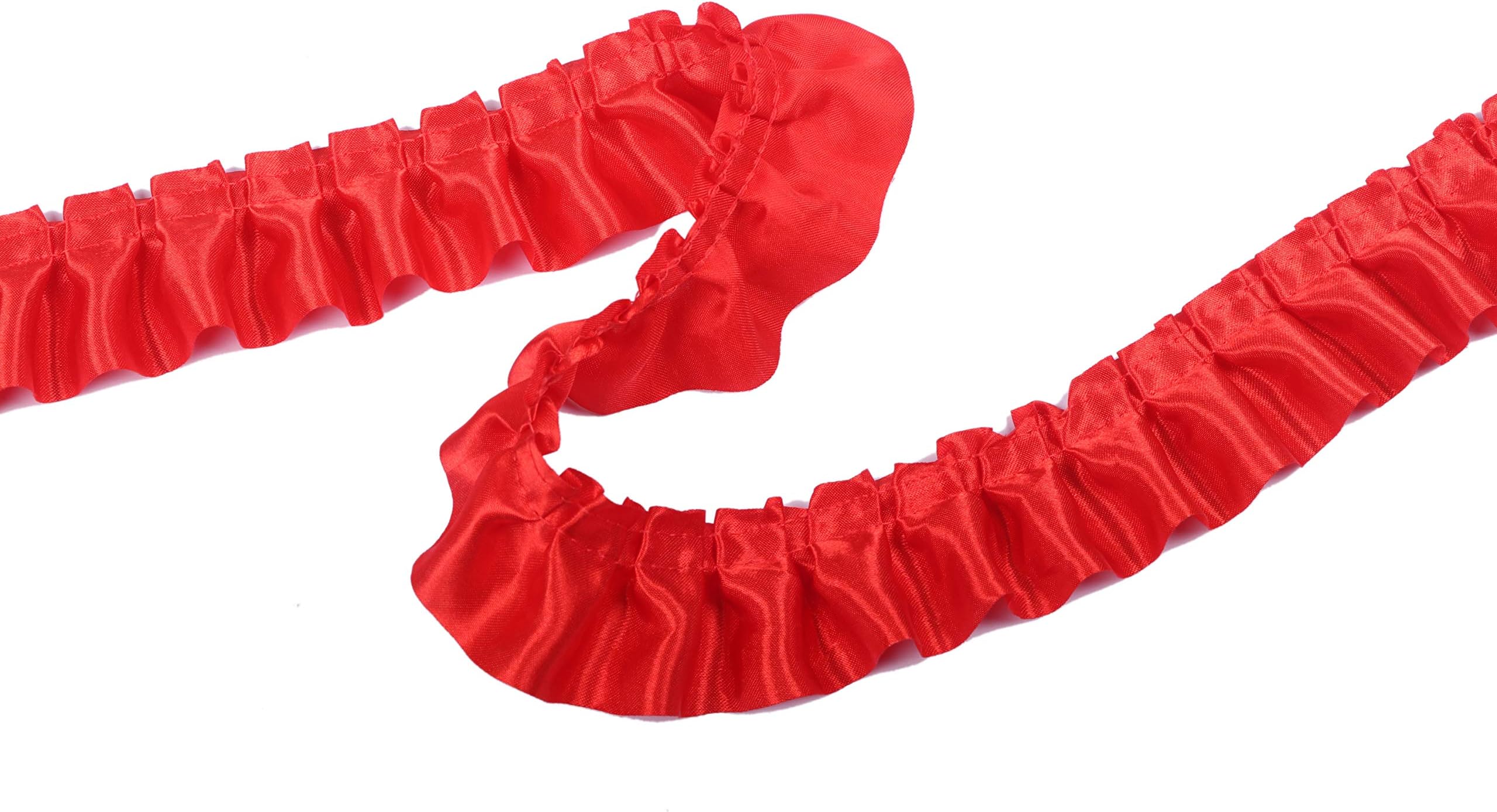YYCRAFT 11 Yards Satin Ruffle Trim Fabric Trims and Embellishments by The Yard, 1.5 Inch Red