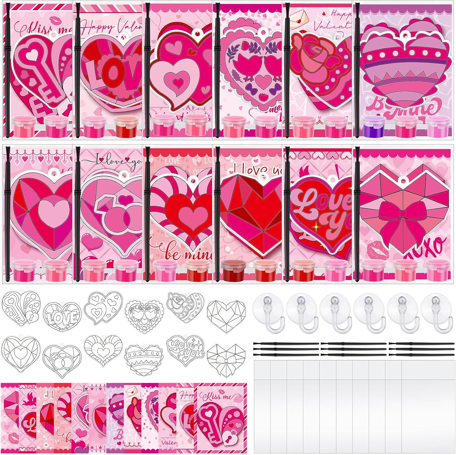 Geelin 24 Sets Summer Suncatchers Craft Ice Cream Sun Catchers DIY Drawing Art Suncatchers Kits Window Hanging Ornaments Summer Party Gift for Birthday Home Decor