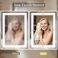 Vista 5 de Espejo de baño LED de 22 x 30 pulgadas con luces, antiniebla, retroiluminado + luz frontal, regulable, espejo de tocador LED para pared, espejo