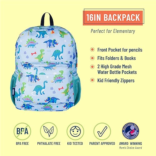 Miniatura 2 de Wildkin Mochila infantil de 16 pulgadas para niños y niñas, perfecta para la escuela primaria, cuenta con respaldo acolchado y correa ajustable,