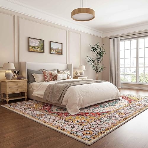 Miniatura 6 de Alfombras de área lavables de 9 x 12 pulgadas, alfombra antideslizante de pelo bajo, alfombra de suelo con estampado envejecido, alfombra suave para