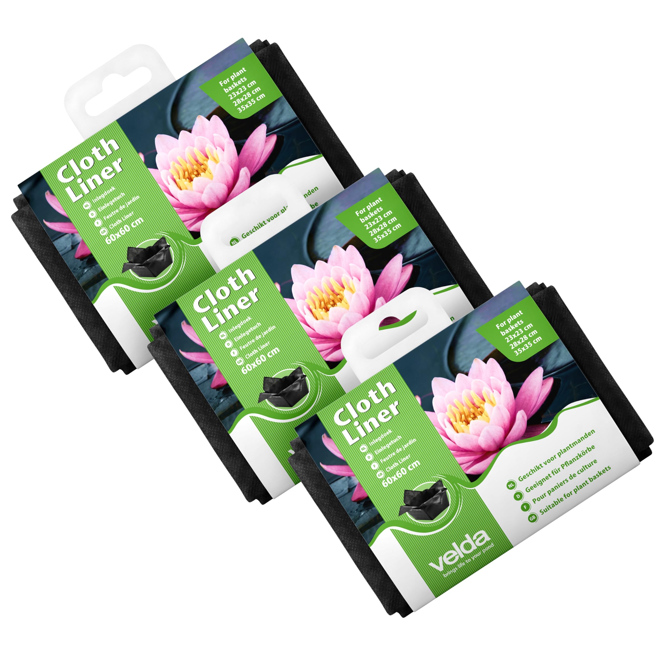 Velda Black Plant Basket Liners 60 X 60Cm (3 Pack) - Durable Pond Planter Lining Cloth - Basket Liners For Plants & Pond Baskets - Water Permeable