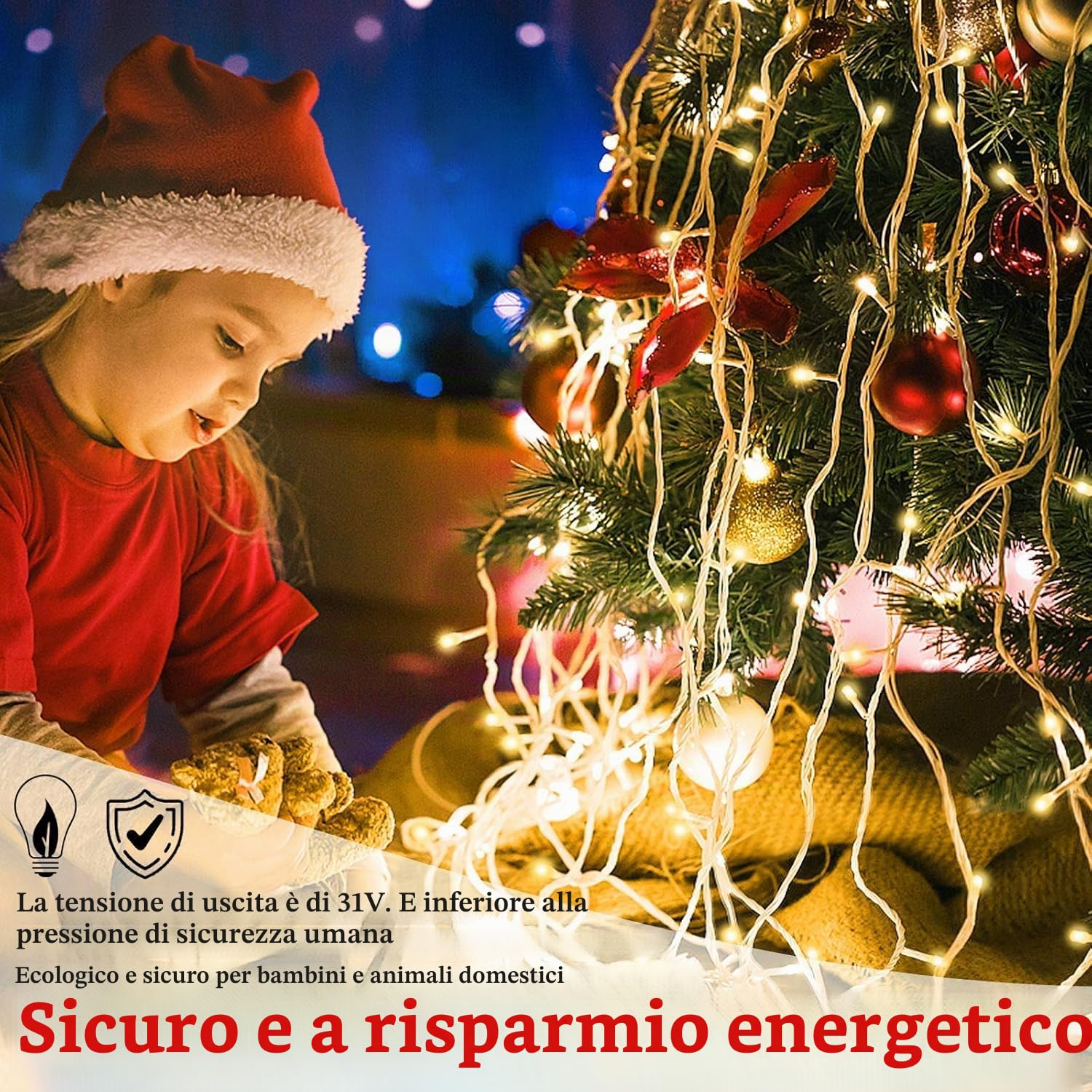 UISEBRT Tenda Luminosa Esterna 15M 600 LED, Catena Luci Nataliazie con 8 Modalità, IP44 impermeabile, Bianco Caldo, per Interno, Esterno, Giardino, Natale, Matrimonio, Feste, Halloween