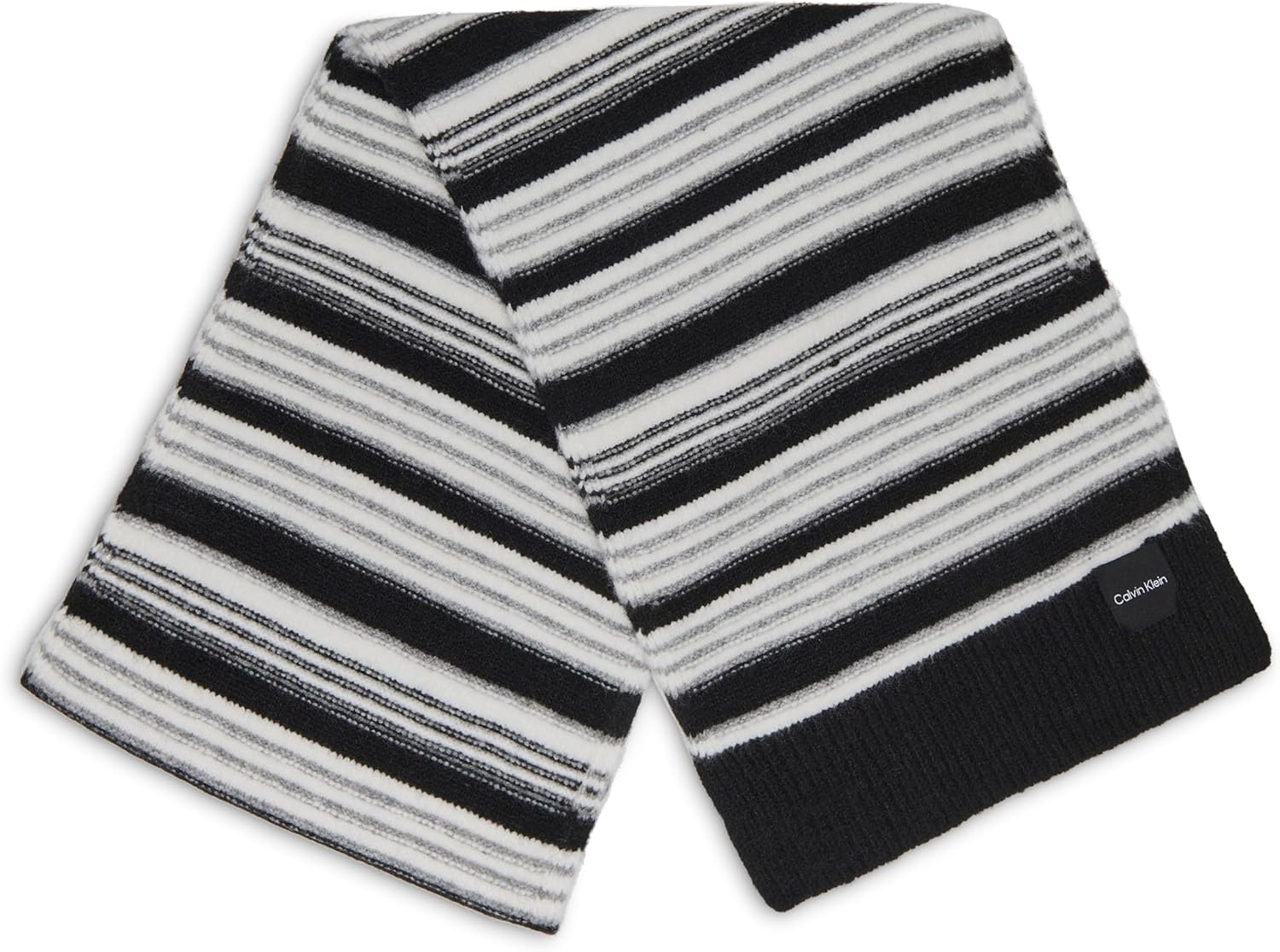Calvin Klein Women's Textured Stripe Winter Scarf, Black, One Size - Image 3