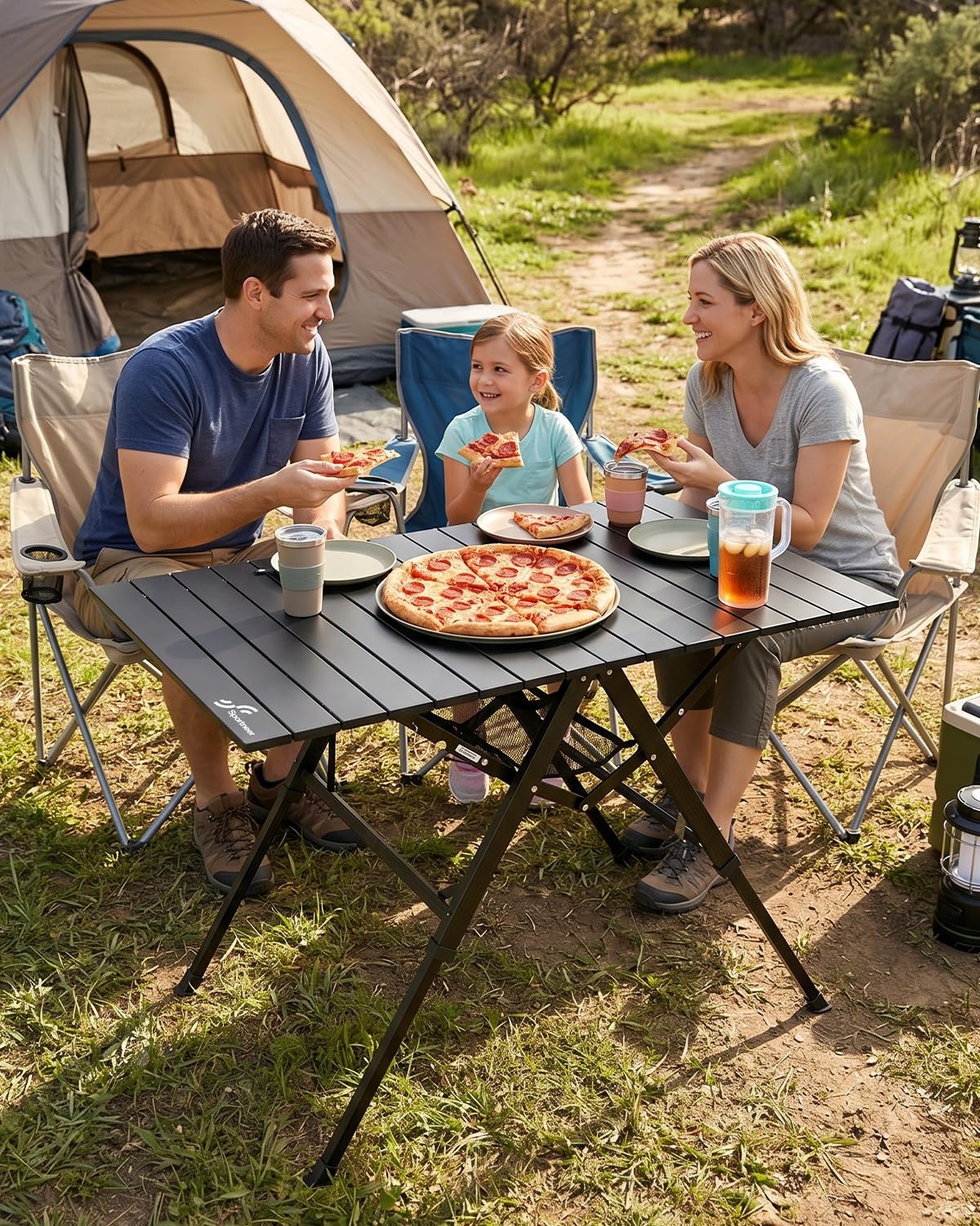 Sportneer Campingtisch Klappbar 90 x 60 cm – Großer Aluminium Klapptisch mit 3 Höhen (42/60/70 cm), Tragbarer Picknicktisch, Leichter Outdoor-Tisch für Camping, Garten, Balkon, Strand & Reisen