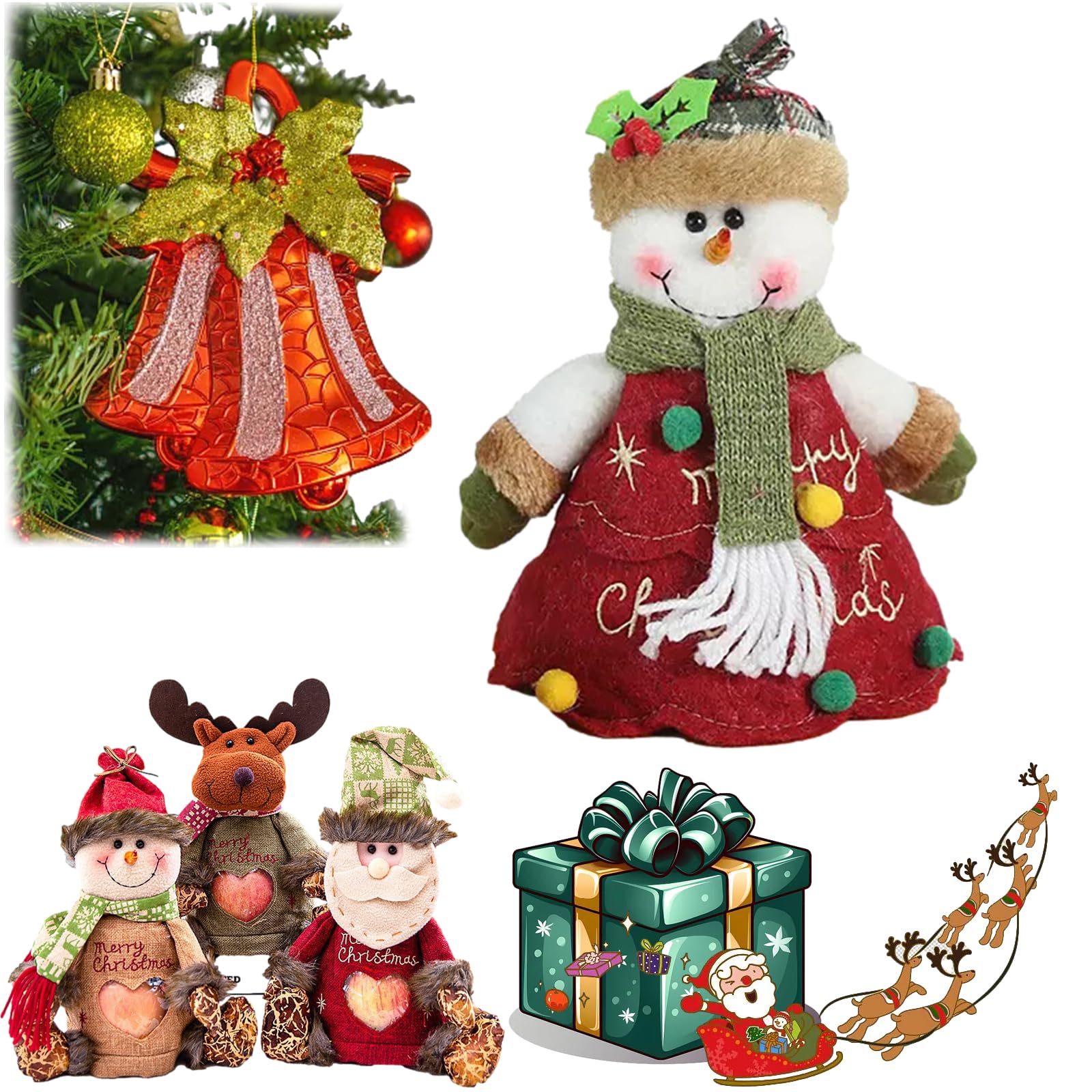 HOPASRISEE Christmas Gift Bags Zipper Design, Christmas Gift Doll Bags, 3D Doll Decoration Gift Bag, Christmas Gift Bags for Party and Festival, Santa, Christmas Candy Bags (1PC-F)