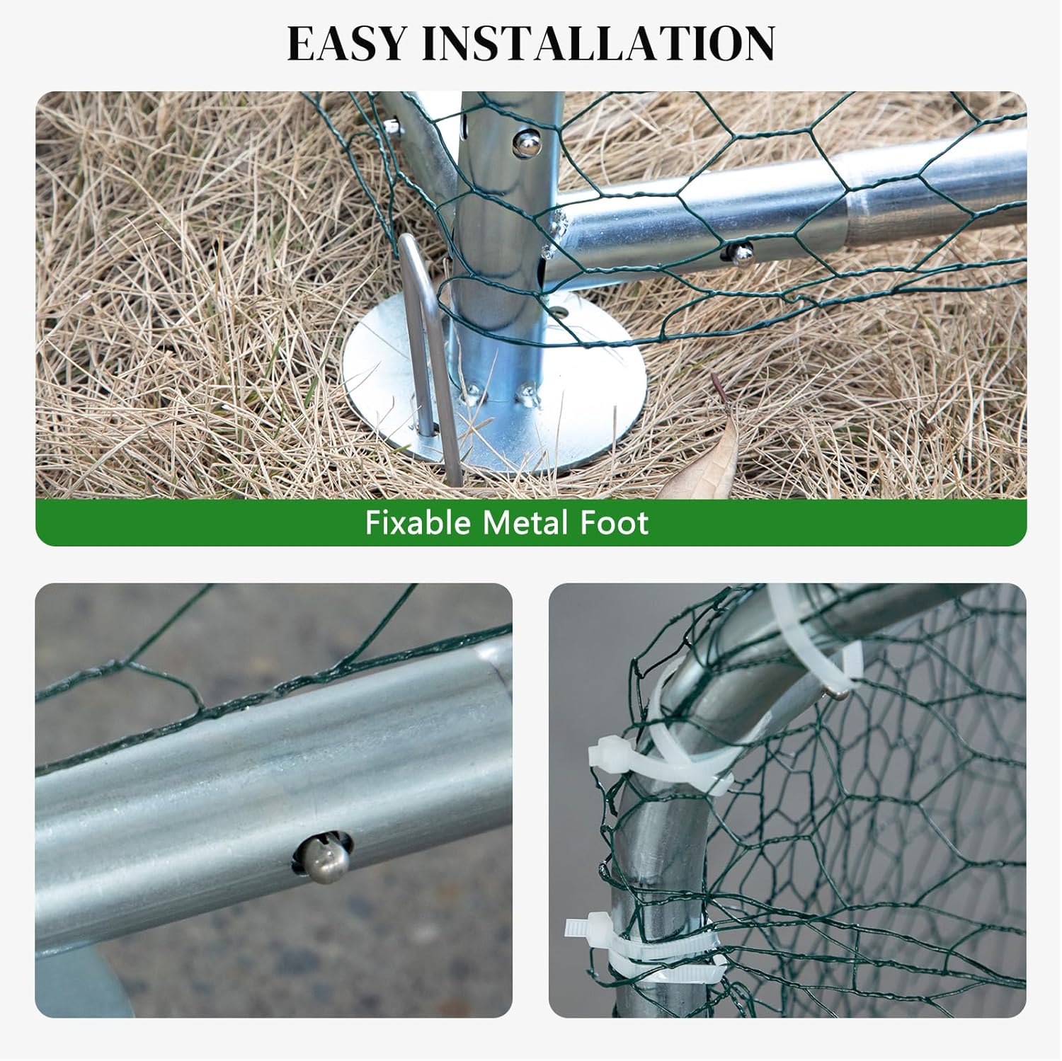 Outvita Chicken Coop, 6.5 x 10 FT Large Metal Chicken House, Poultry Habitat Cage with Waterproof Cover, Walk-in Chicken Run Pen for Small Animals, Yard, Farm, Patio