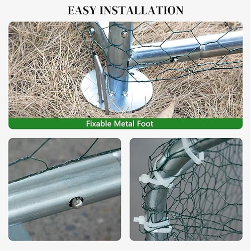 Miniatura 6 de VINGLI Gallinero grande de metal para pollos, gallinero con cubierta impermeable anti-UV, corral de pollo de alta resistencia con bloqueo