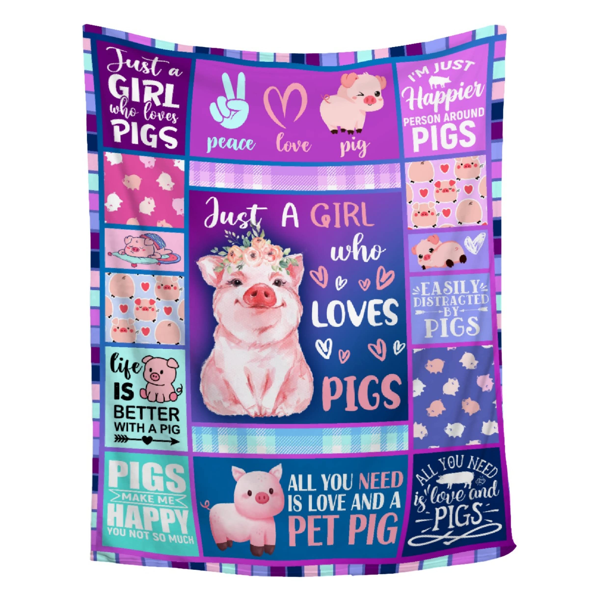 ZHONGKUI Pig Blanket, Flannel Throw Blanket, 40