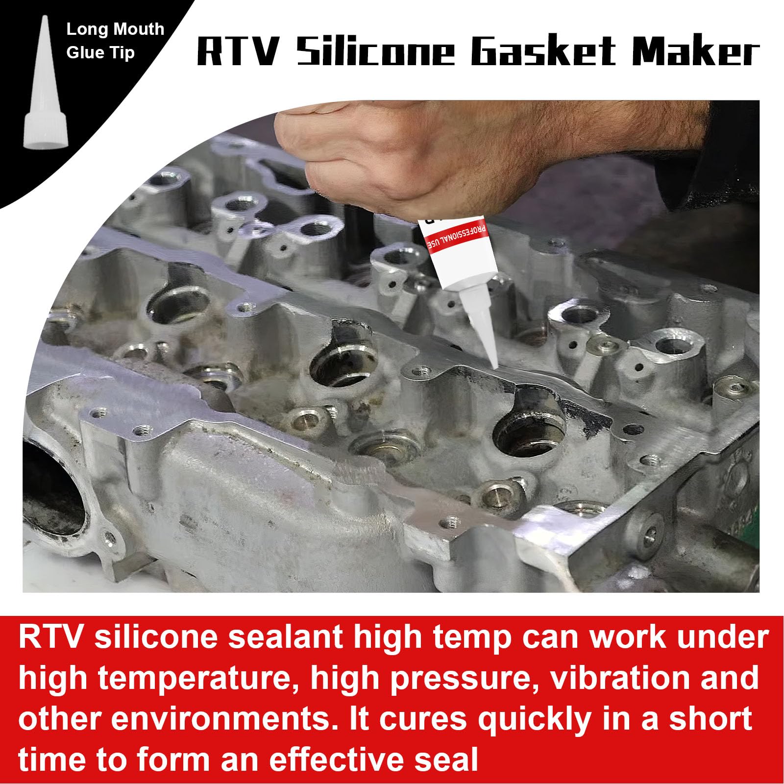 Guarnizione in silicone RTV da 340 g, sigillante trasparente antiurto e a prova di perdite, resistente alle alte temperature, sigillante RTV può essere utilizzato in motori, trasmissioni,
