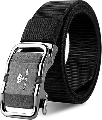 TACTICAL BIRD Nylon Tactical Belt for Man, Breathable Webbing Hunting Work Duty Gun Military Belt with Quick Release High Strength Alloy Buckle