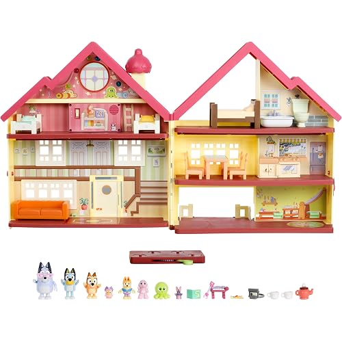 Bluey XL House Playset, Interactive Lights, Sounds & Dance Floor | 17in tall, 3 levels, 50+ phrases, spinning dance floor, 4 figures incl. Bluey & Bingo; kids ages 3+