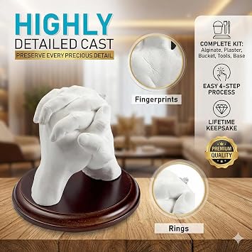 Hula Home Hand Casting Kit for Couples or Family with Mounting Plaque | Anniversary DIY Gifts Her & Him, Keepsake Sculpture Wedding Kids,