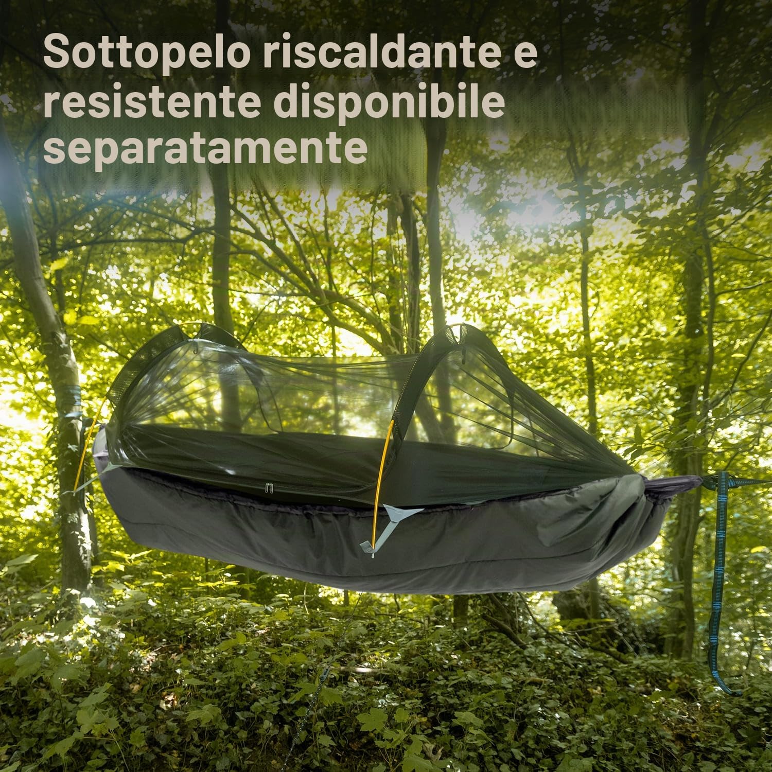 Skandika Tenda amaca Rian | Amaca da esterno con zanzariera, portata 200 kg, ultraleggera, in nylon, traspirante, set da appendere all'albero