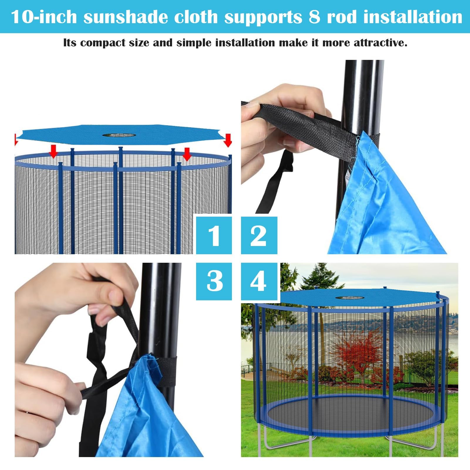 MeYuxg Trampolin Überdachung Abdeckung, 6/8 Stangen Oxford-Stoff Trampolin-Sonnenschutz,UV-Beständige Trampolin Zubehör, für Innenhof, Spielplatz,Outdoor