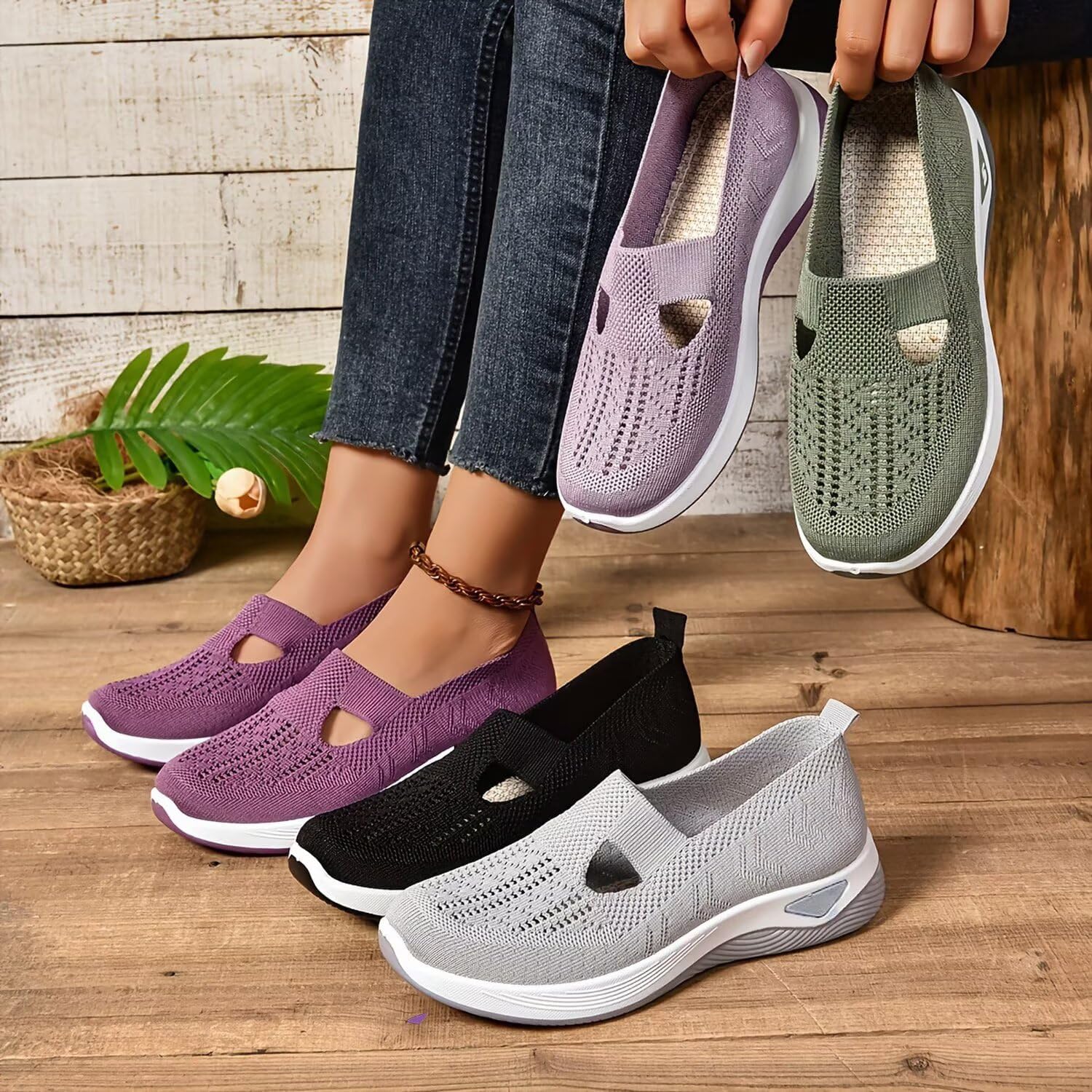 Orthopedic Walking Shoes for Women,2025 New Orthowalkway Womens Shoes,Woven Orthopedic Breathable Walking Sneaker Non-Slip Arch Support Slip on Shoes - Image 4
