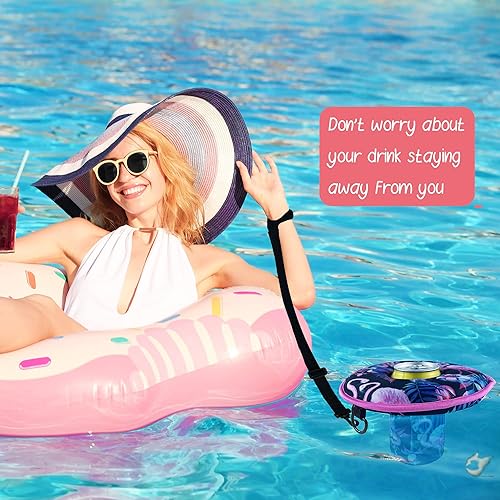 Miniatura 5 de Bexbchh Soporte flotante para bebidas de neopreno para piscina, posavasos flotantes, portavasos de piscina para bebidas, flotadores para bebidas de