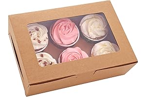 Disposable Cupcake Boxes with Viewing Window - Sturdy Cupcake Holder Great for...